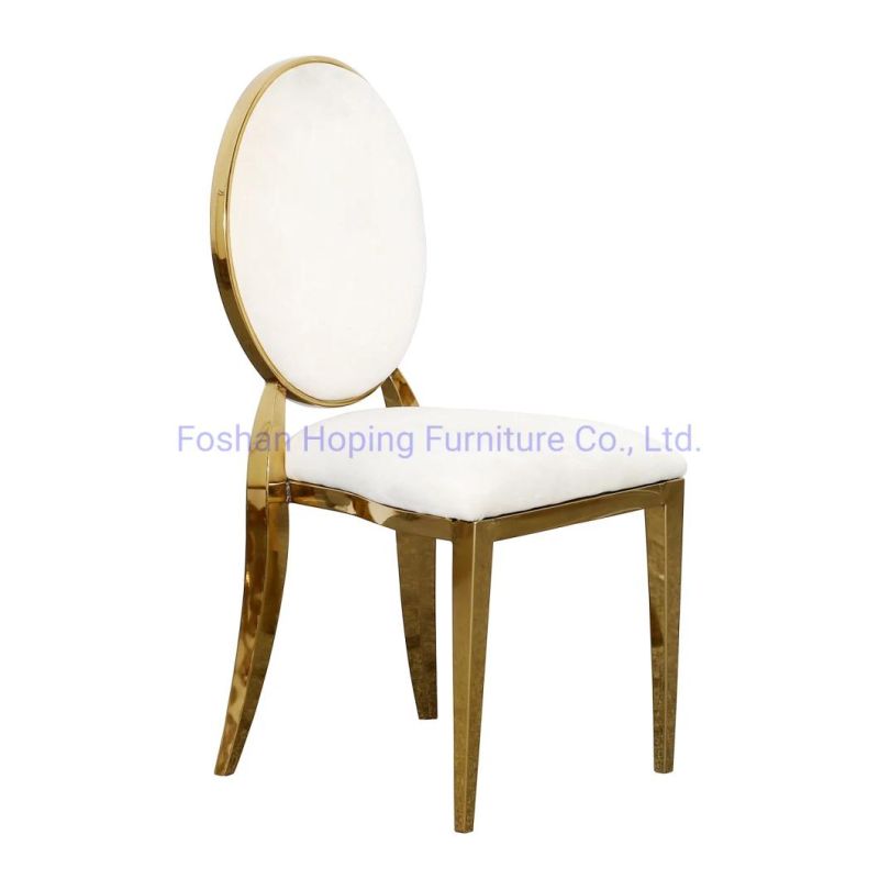 Foshan Hoping Furniture Popular Modern Hotel Home Furniture Stainless Steel Banquet Wedding Event White Table Chair