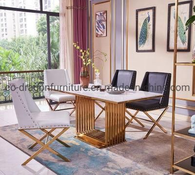 Fashion Gold Steel Dining Table with Top for Dining Furniture