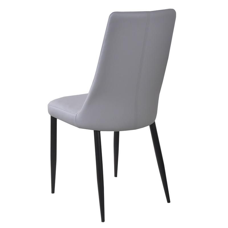 Dining Room Furniture Restaurant Modern Design Upholstered Soft PU Leather Dining Chairs with Powder Coated Legs