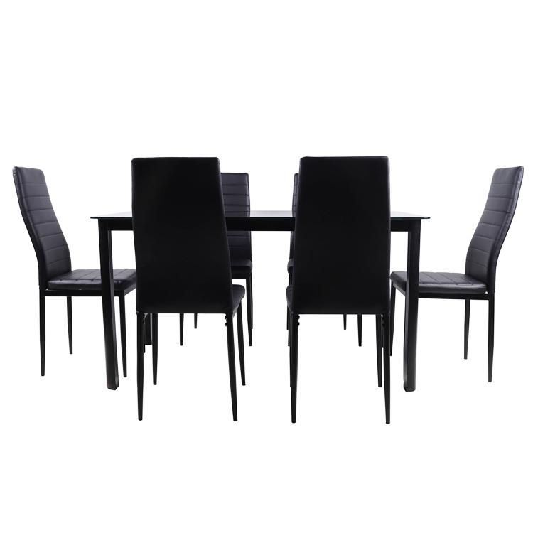 Nordic Style Cheap Price Top Metal Glass Tables Chairs Dining Table Set