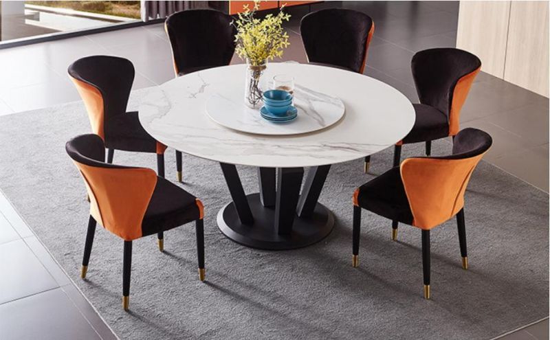 Home Furniture Wholesale Italian Luxury Design Dining Room Rectangular/Round Stainless Steel Leg 4~6 Seater Villa Luxury Dining Table for Hotel Room Restaurant