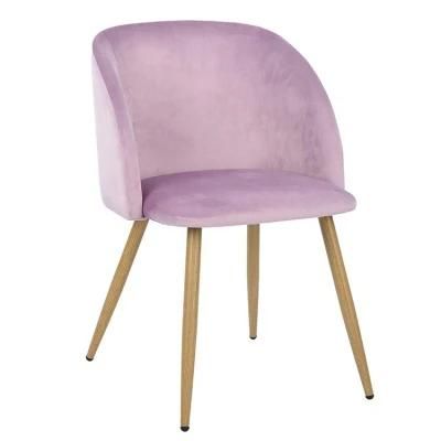 Factory Direct Home Furniture Modern Design Metal Legs Chair Blue Velvet Fabric Dining Chair