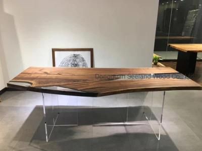 Solid Wooden Dining Table Set /Walnut Butcher Block Top /Epoxy Resin Table/ Natural Wood Table / Counter Top/ Console with Live Edge