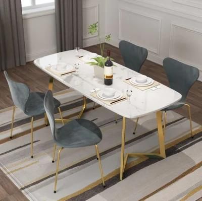 Comfortable and Fashionable Luxury Marble Top Golden Stainless Steel Restaurant Dining Tables with Cheaper Price