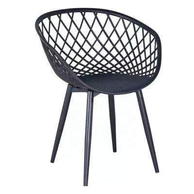 Customized Colorful Simple Stackable Outdoor Furniture Garden Chair Plastic Chair with Metal Legs