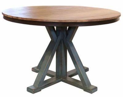 Kvj-Rr23 Dining Room Rustic Vintage Reclaimed Wood Round Table