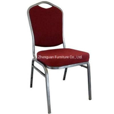 Professional Manufacturer of Stackable Burgundy Fabric Crown Metal Steel Hotel Dining Furniture Banquet Chair (ZG10-003)