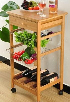 Bamboo Kitchen Trolly Kitchen Storage Bamboo Wine Holder