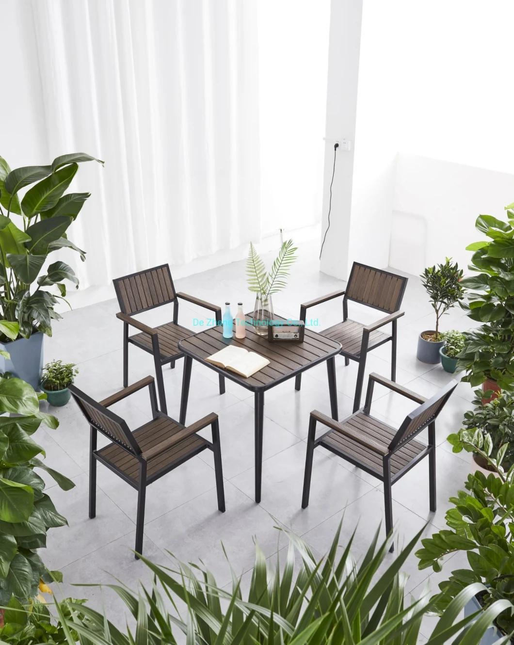 Hot Sale Fast Delivery High Quality Garden Table with 4 Seater Polywood Table Metal Commercial Outdoor Cafe Table Furniture