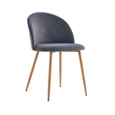 Hot Sale Nordic Style Comfortable Metal Legs Gold Grey Hotel Furniture Leisure Velvet Dining Metal Chairs