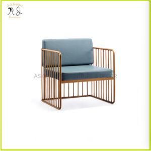 Ins Style Design Gold Metal Frame with Seat Cushion Single Sofa Chair for Coffee Shop