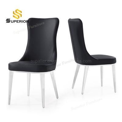 2022 Home Furnishing Black Leather Metal Chairs for Living