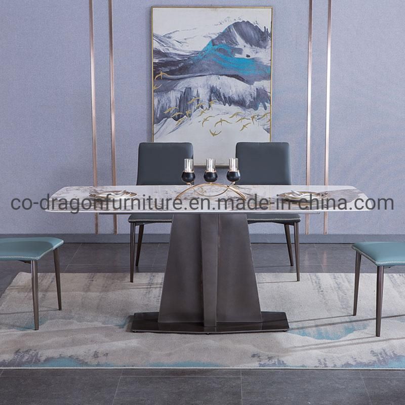 New Design Dining Furniture Steel Dining Table with Marble Top