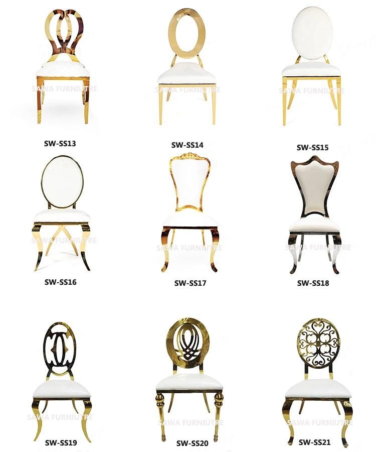 Stainless Steel Banquet Throne Wedding Event Golden Dining Chair