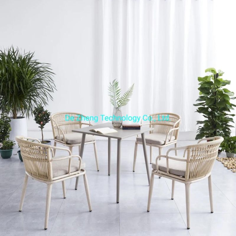 Contemporary Luxury Outdoor Coffee Furniture Woven Rope Basket Tiffany Dining Chair Set