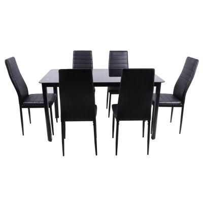 Nordic Style Cheap Price Top Metal Glass Tables Chairs Dining Table Set