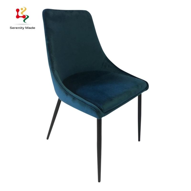 Nordic Style Furniture Guangdong Blue Color Velvet Upholstered Home Hotel Rest Chair