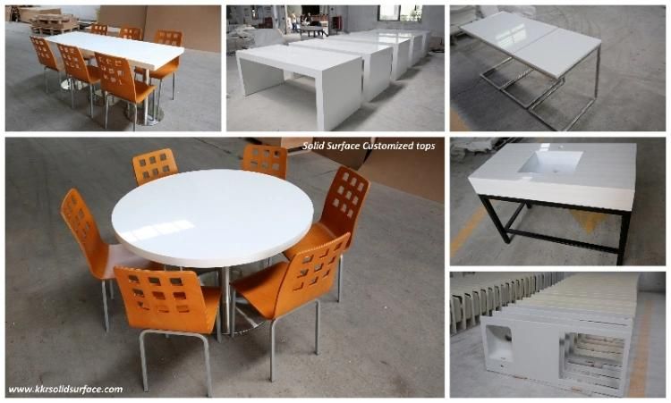 Dubai Popular Custom Sizes Corian Artificial Marble 4 Seats Restaurant Dining Table