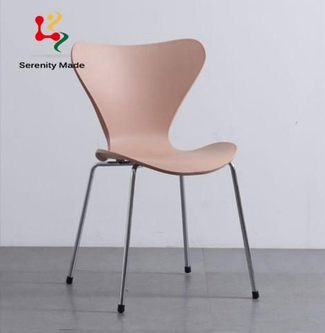 Factory Wholesale Stackable Furniture Restaurant Cafe Use Metal Legs Plastic Armless Dining Chair