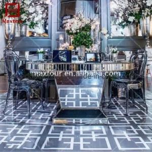 Glass Top Round Shining Wedding Event Dining Table
