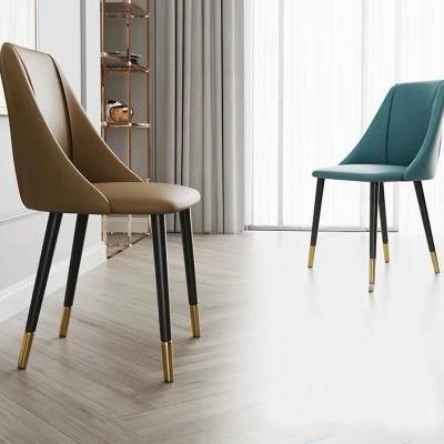 Modern Office Custom Bedroom Hotel Furniture Metal Legs Leather Dining Chairs