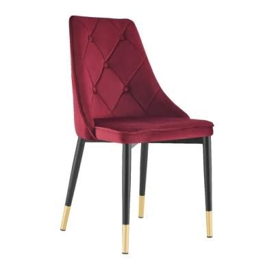 Best Seller High Back Velvet Fabric Dining Chair with Metal Legs for Sale