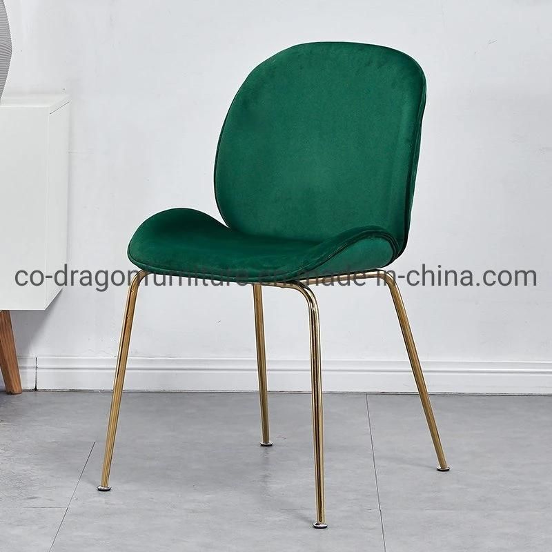 Restaurant Furniture Luxury Velvet Steel Legs Dining Chair with Back