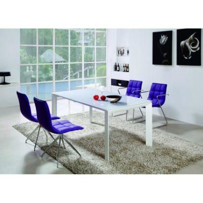 Hotel Restaurant White Tempered Glass Cafe Dining Table