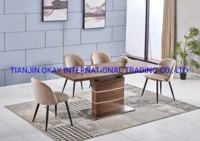 Nordic White Dining Table Sets MDF Wooden Table Strong Plastic Chairs Dining Table 6 Chairs Set