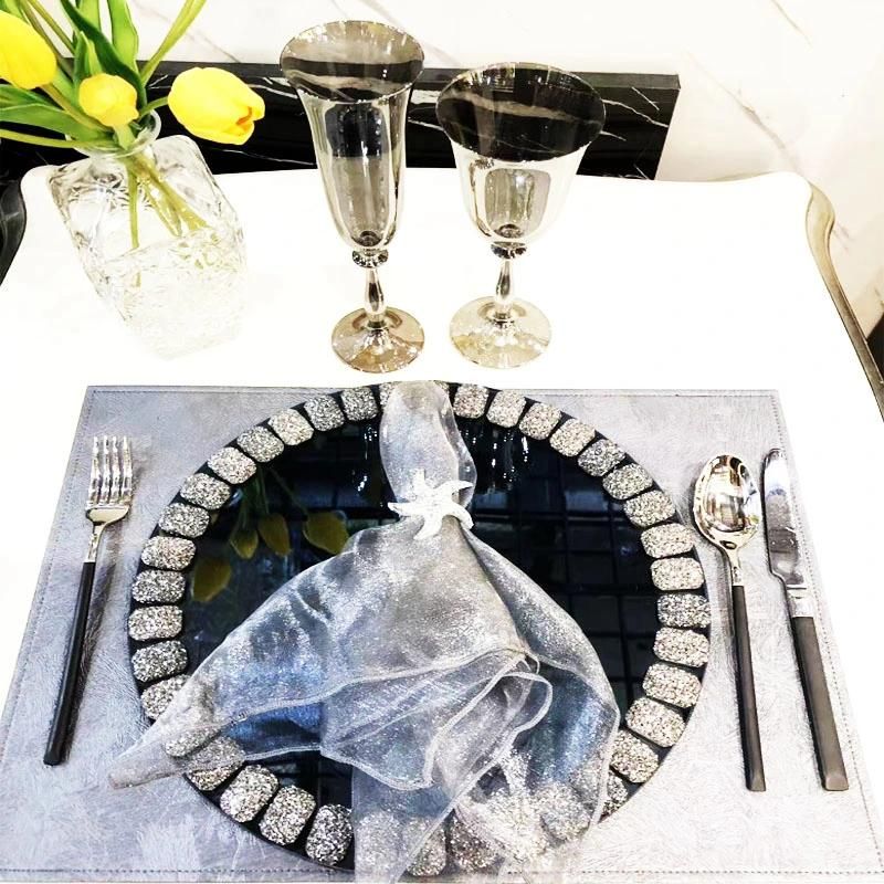 Manufacturer Royal Wedding Banquet Elegant Diamond Mirror Charge Plate