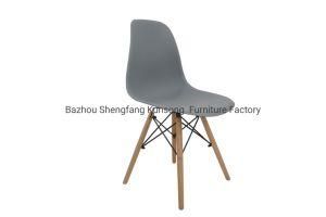 PP Plastic Colored Grey Cheap Best Sell Wood Legs Dining Chair