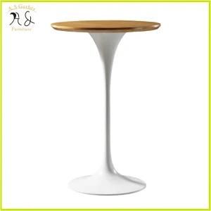 Italian Light Luxury Metal Base High Bar Wooden Table Round Bar Table