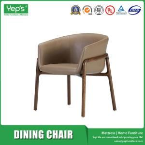 Low Back Leather Dining Chair with Walnut Solid Wood Legs