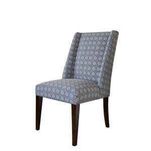 Blue Floral Upholstered Fabric Side Dining Room Chair