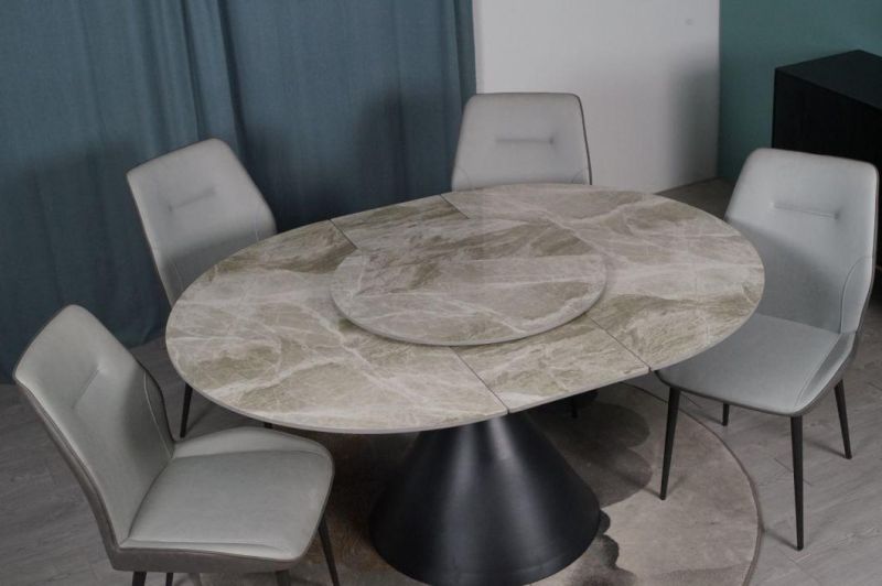 Hot Sale Home Furniture Sintered Stone Imitation Marble Extendable Dining Table