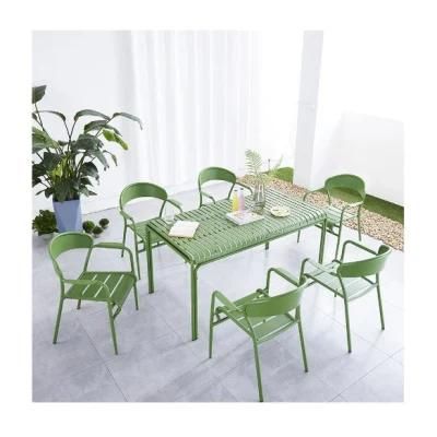 Wholesale 120X80X76cm Green Restaurant Dining ROM Furniture Sets Metal Long Dining Table