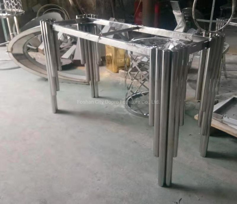 Mirror Polishing Stainlesss Steel Dining Table with Marble Top