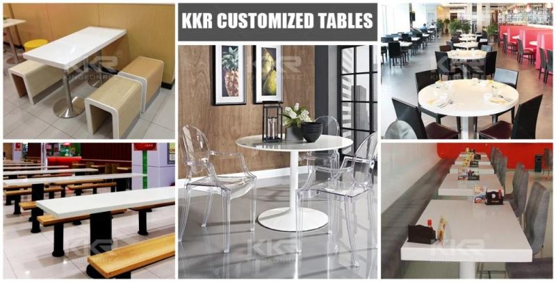 Wholesale Custom Logo Artificial Marble Top Round Corian Solid Surface Dining Table