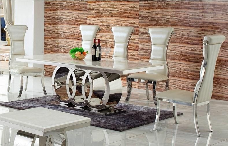 2m Big Size Artificial Marble Dining Table Apartment Furniture