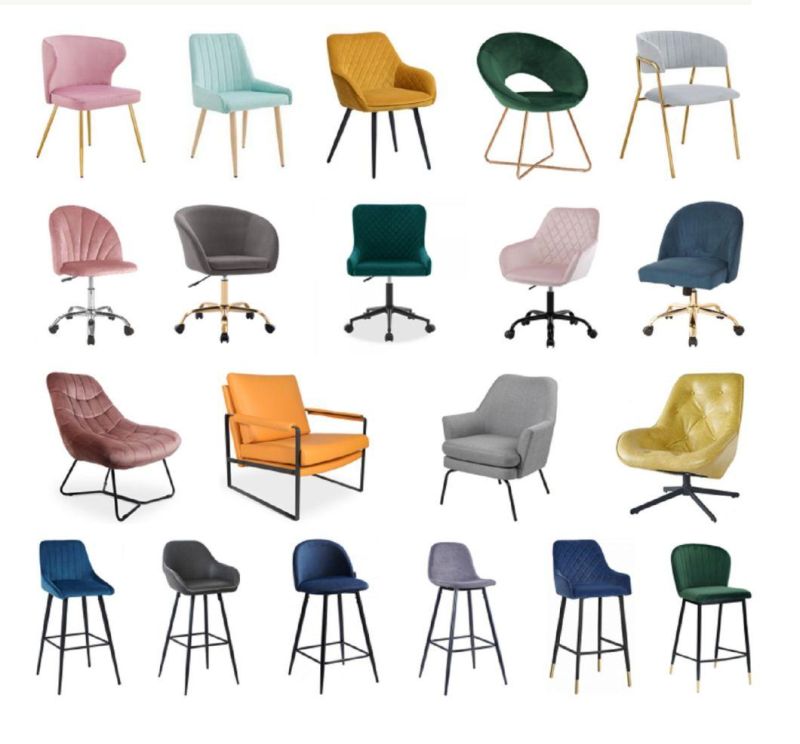 Twolf Furniture Velvet Dining Chair Stainless Steel Base Light Color Velvet Dining Chair