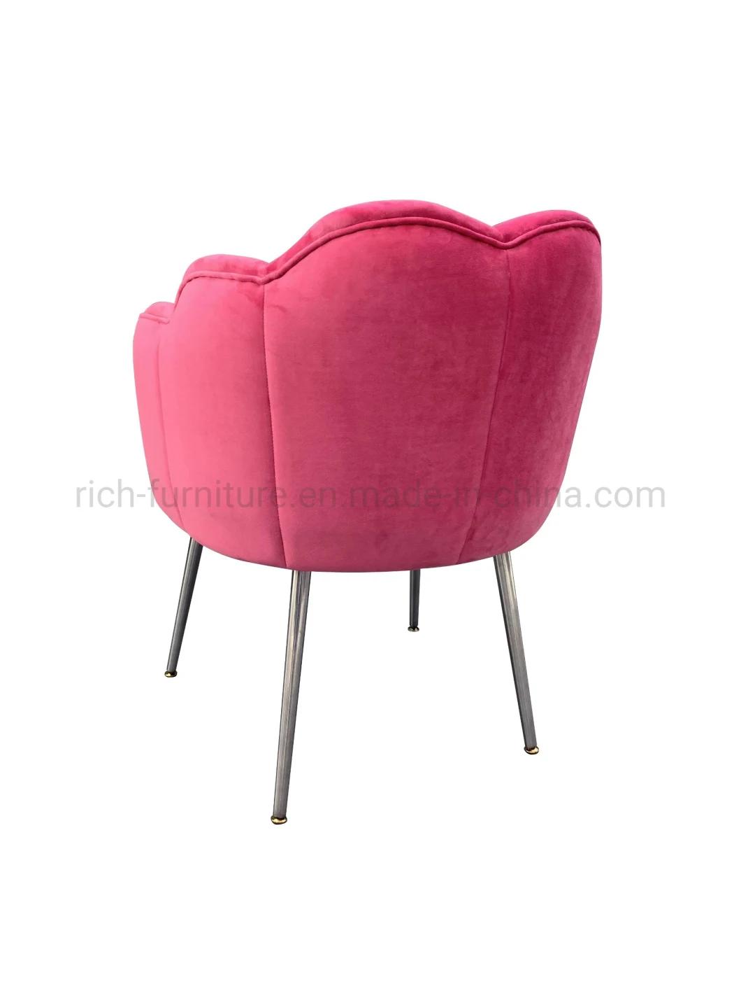 Modern Home Furniture Restaurant Flower Shaped Velvet Golden Dining Chair