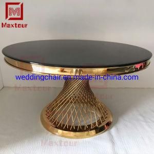 Golden Metal Frame Durable Round Dining Table