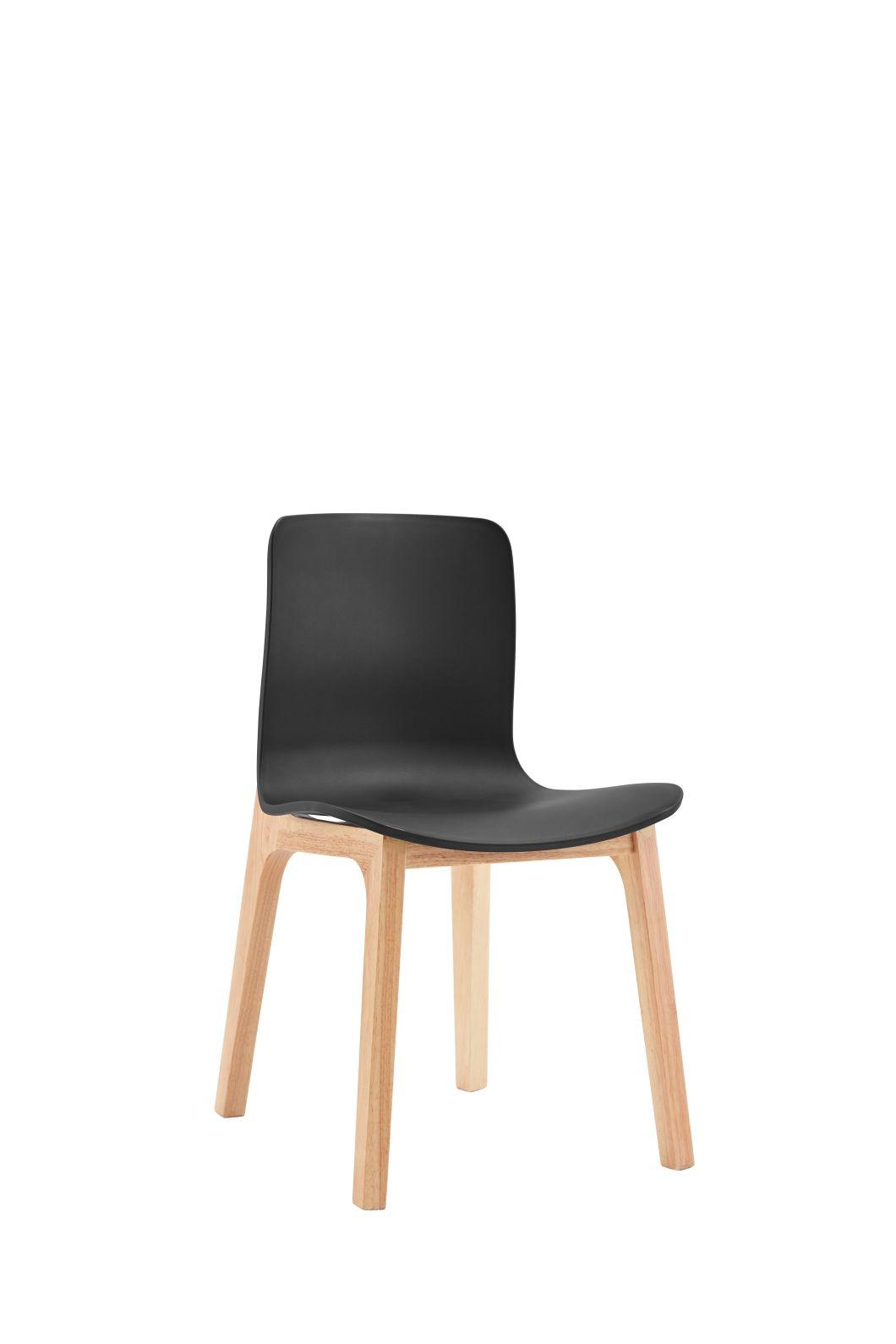 Modern Dinner Restaurant Cafe Hotel Furniture Wooden Legs PP Plastic Dining Chairs