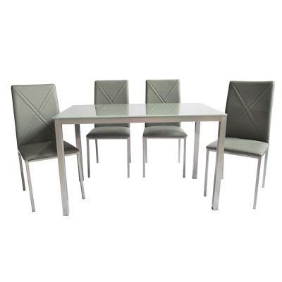 Cheap Dining Furniture Restaurant Modern 4 Chairs Room Glass Dining Table Set