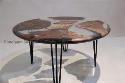 Custom Walnut Burl Wood Texture Epoxy Coffee Table