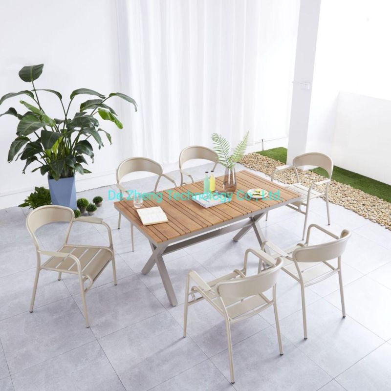 High Quality Simple Design Style Plastic Wood Furniture Dining Table