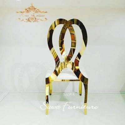 Wholesale Luxury Gold Round Back Stainless Steel Wedding Chair