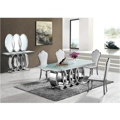 Modern Furniture Kitchen Audi Dining Table and 6 Chair Luxury Restaurant Metal Stainless Steel Marble Dining Room Sets Dining Tables