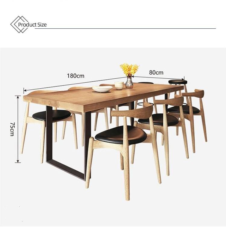 Modern Solid Wood Dining Table with 6 Chairs Combination