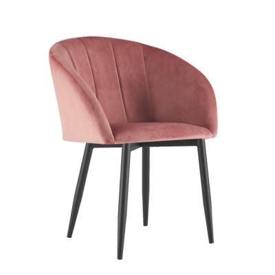 Hot Selling Modern Style Comfortable Luxury Velvet Metal Legs Live Room Dining Chair